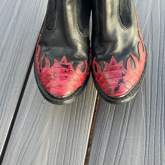 Donald Pliner Western Red Snakeskin Cowboy Boots fur - Picture 5 of 9